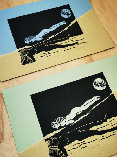 Sous le réel - linogravure et collage