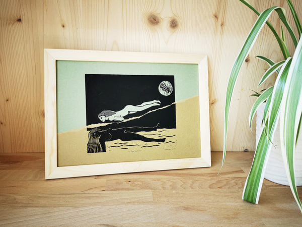 Sous le réel - linogravure et collage