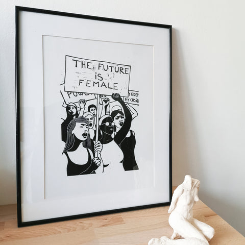 The Future is female - linogravure originale